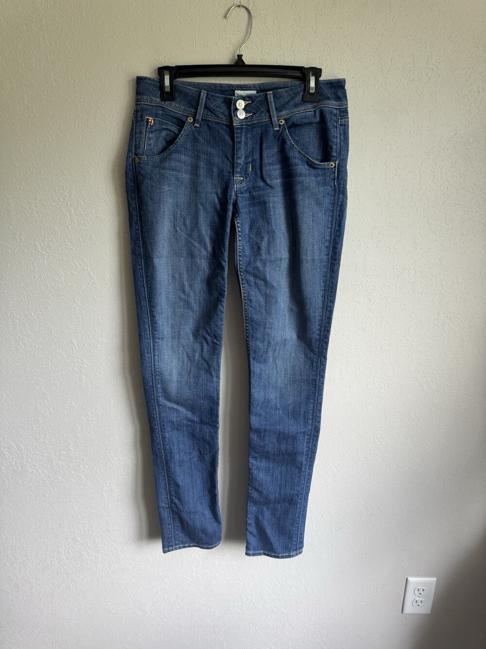 Hudson Collin Flap Skinny Mid Wash Blue Denim Womens 27 Low Rise Y2K